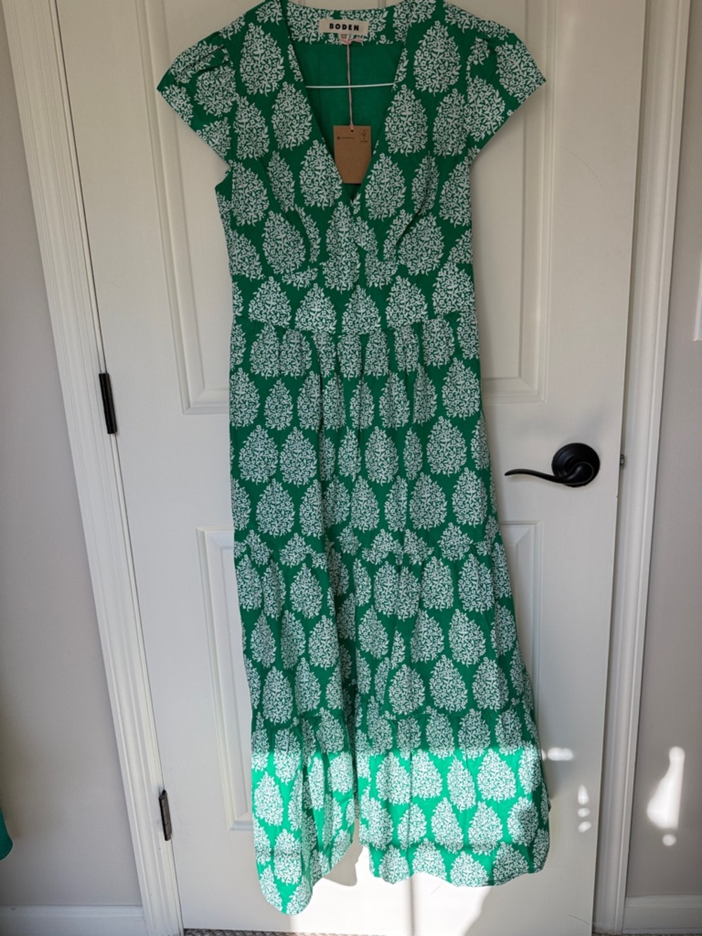 Boden Green and White Maxi Dress